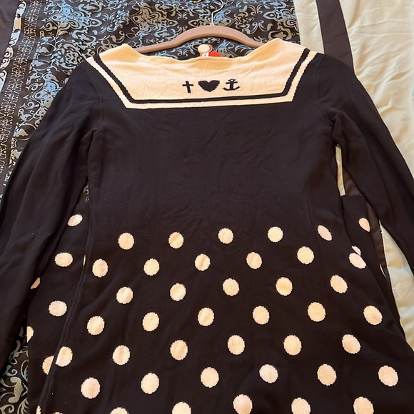 THREE WISHES DRESS , women’s Black and White Polka Dot Dress, size XS - Picture 6 of 8